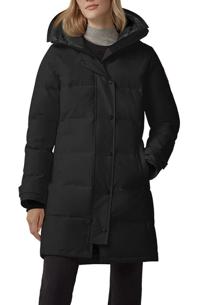 Canada Goose Long Sleeve Padded Quilted Coat With Cuffs In Black