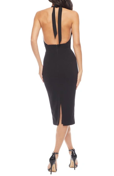 Dress The Population Vanessa Halter Body-con Midi Dress In Black