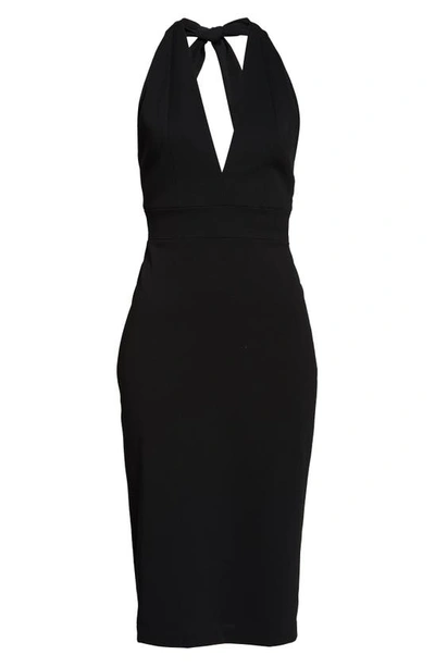 Shop Dress The Population Vanessa Halter Body-con Midi Dress In Black