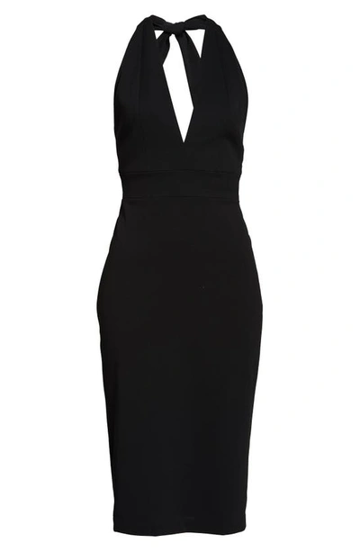 Dress The Population Vanessa Halter Body-con Midi Dress In Black
