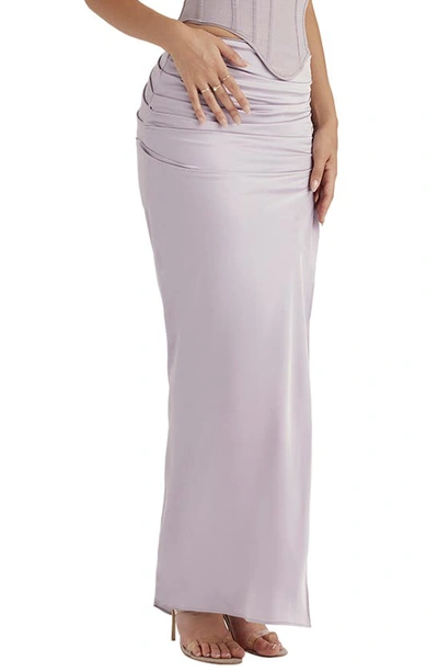 House Of Cb Jia Pleated Satin Maxi Skirt In Grey
