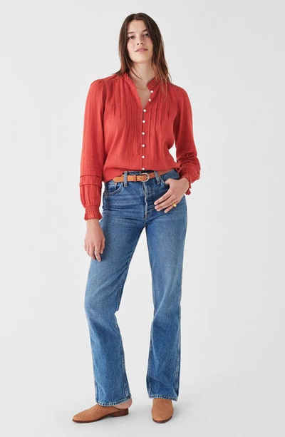 Shop Faherty Willa Button Front Peasant Blouse In Carmine