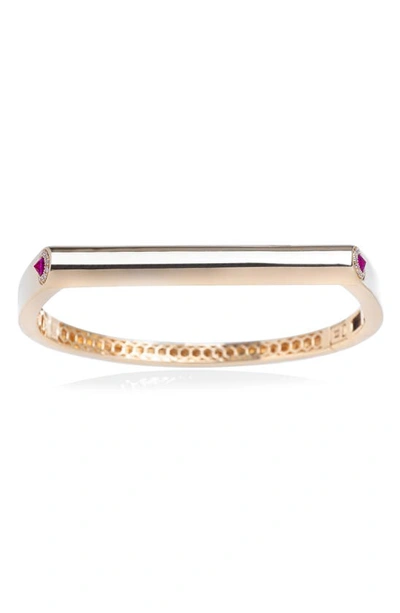 Shop Rainbow K Grace Diamond & Stone Bangle Bracelet In Yg/ Ruby