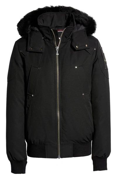 Shop Moose Knuckles Ballistics Bomber 650 Fill Power Down Jacket In Black W/ Black Sh