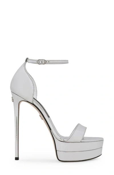 Shop Dolce & Gabbana Kiera Metallic Platform Sandal In Silver