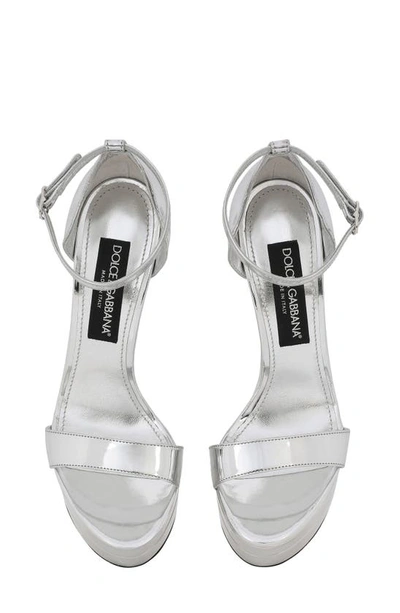 Shop Dolce & Gabbana Kiera Metallic Platform Sandal In Silver