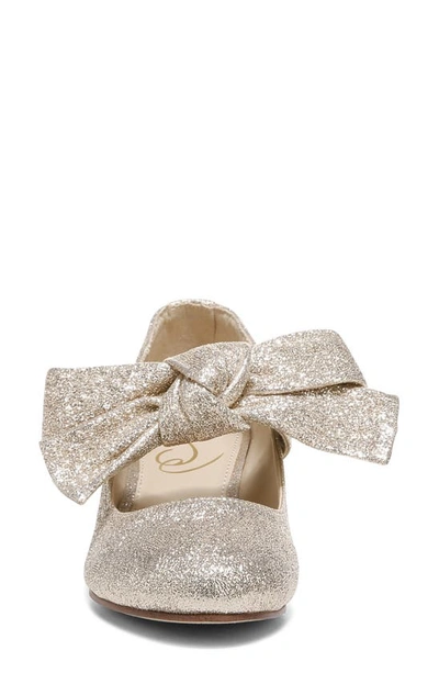 Shop Sam Edelman Kids' Teddy Glitter Bow Sandal In Gold Leaf