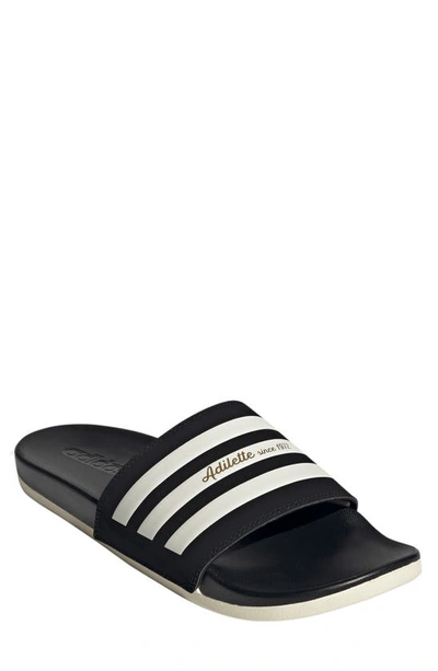 Shop Adidas Originals Adilette Comfort Sport Slide In Black/ White/ Gold