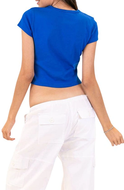 Edikted 'do Not Disturb' Crop Graphic Tee In Blue