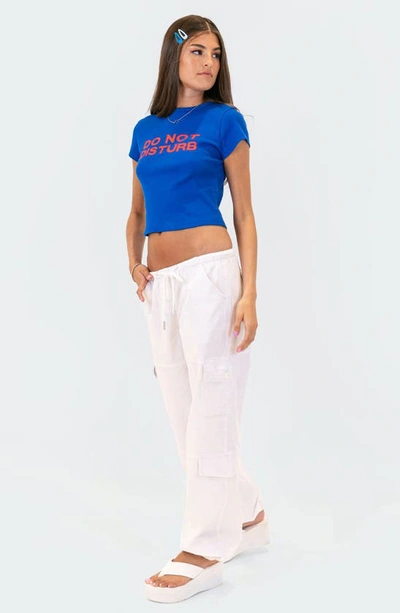 Edikted 'do Not Disturb' Crop Graphic Tee In Blue