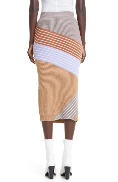 Shop Stella Mccartney Stripe Wool Midi Skirt In 8491 Multicolor