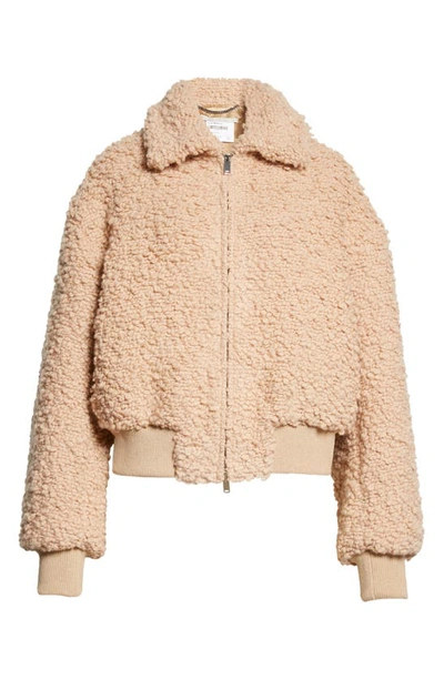 Shop Stella Mccartney Wool Blend Bouclé Bomber Jacket In Blush