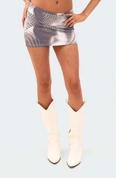 Shop Edikted Rave Queen Low-rise Miniskirt In Gray