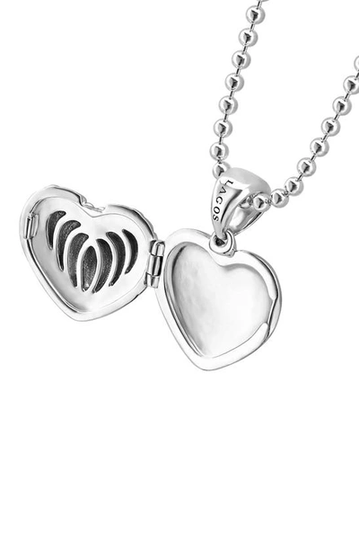 Shop Lagos Beloved Fluted Heart Locket Necklace In Silver