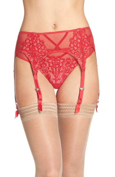 Shop Dita Von Teese Dahlia Suspender Belt In Lipstick Red