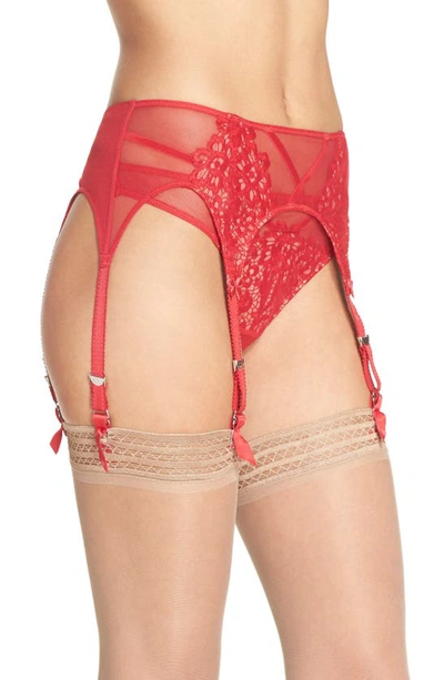 Shop Dita Von Teese Dahlia Suspender Belt In Lipstick Red