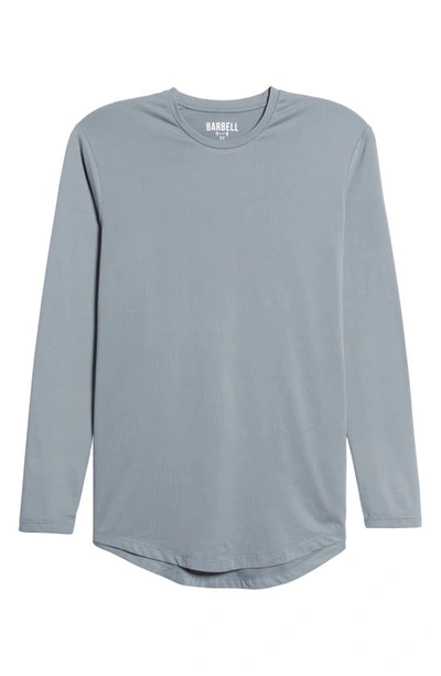 Shop Barbell Apparel Drop Hem Long Sleeve T-shirt In Slate