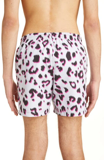 Men's Animal Print Drawstring Swim Shorts In Ecru