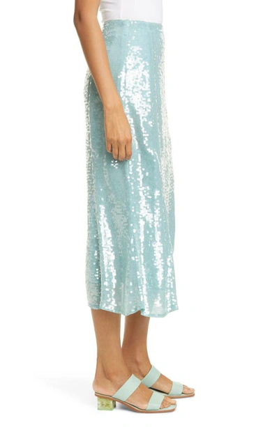 Shop Veronica Beard Abigail Sequin Midi Skirt In Seaglass