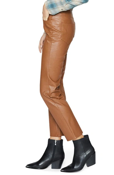 Shop Paige Stella Super High Waist Straight Leg Faux Leather Jeans In Dark Argan