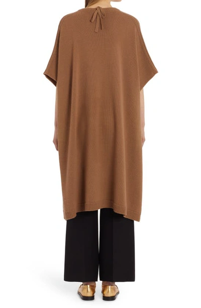 Brand-plaque Turtleneck Wool And Cashmere-blend Poncho In Brown