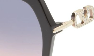 Shop Valentino 57mm Geometric Sunglasses In Black/ Gradient Violet Pink