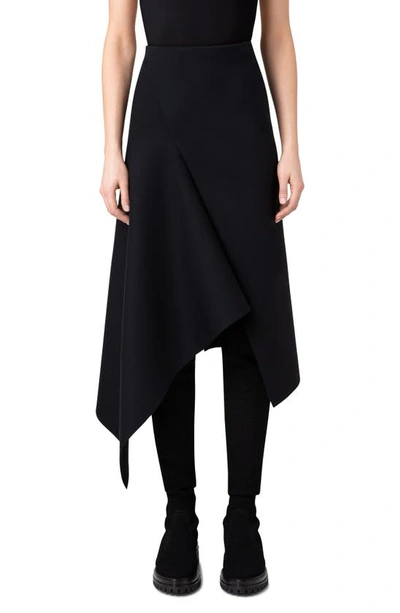 Shop Akris Asymmetric Techno Scuba Knit Skirt In 009 Black