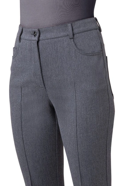 Shop Akris Pintucked Bootcut Stretch Denim Pants In Graphite