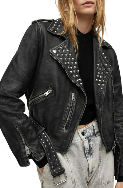 Allsaints balfern studded leather biker cheap jacket