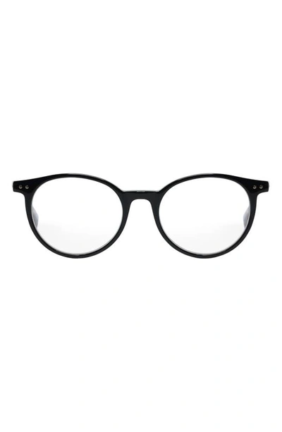 Shop Eyebobs Case Closed 49mm Round Reading Glasses In Black Horn/ Clear