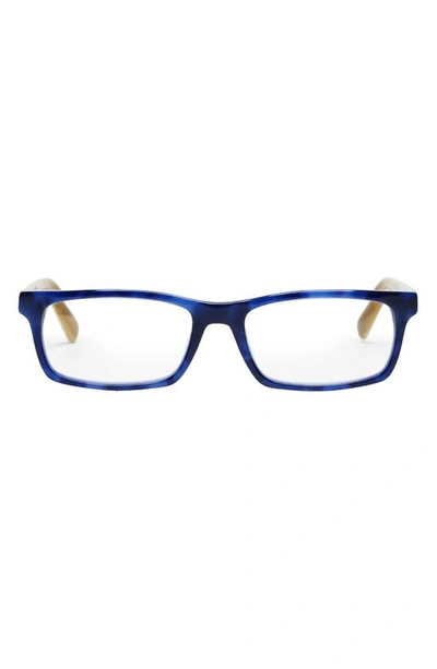 Shop Eyebobs Number Crunchers 54mm Rectangular Reading Glasses In Medium Blue/ Clear
