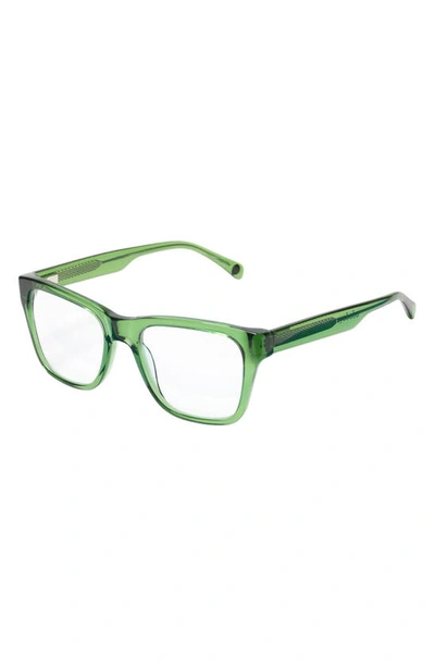 Shop Eyebobs Kvetcher 54mm Square Reading Glasses In Green Crystal/ Clear