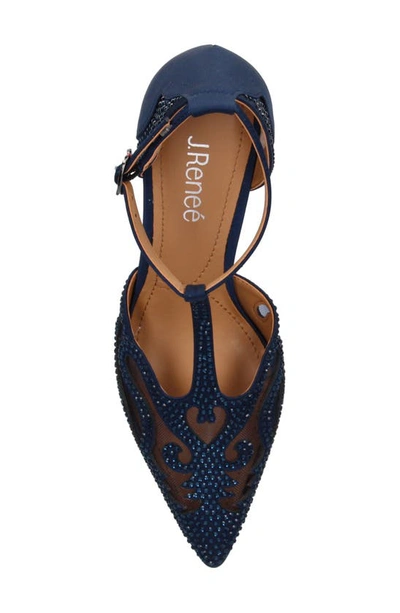 J. Reneé Lisha Rhinestone Pointed Toe Pump In Navy