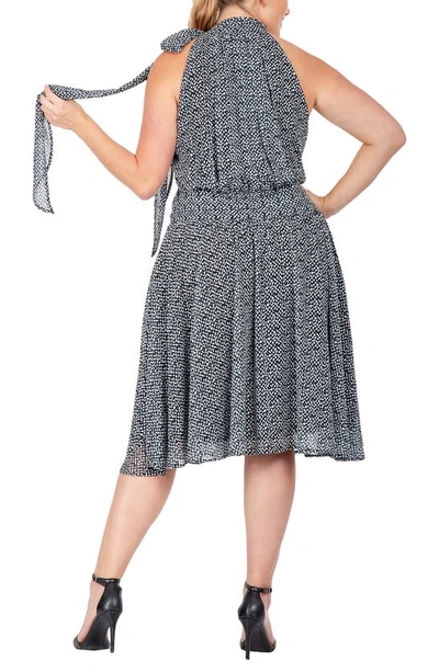 Standards & Practices Halter Neck Flounce Dress In Black White