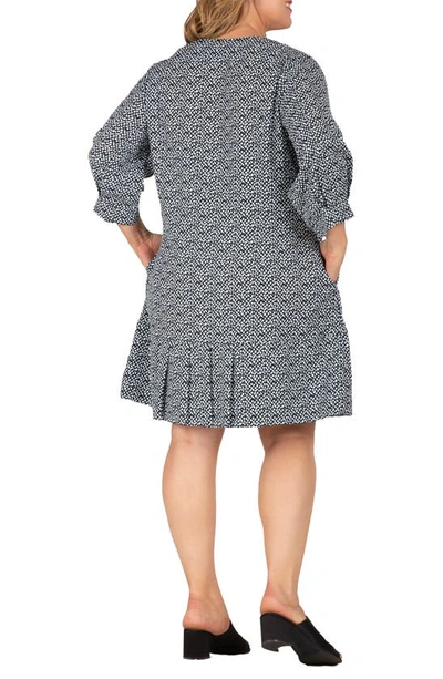 Standards & Practices Long Sleeve Flounce Dress In Black White