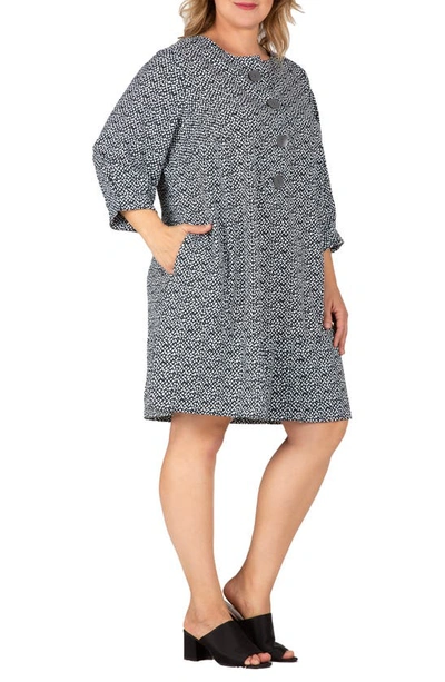 Standards & Practices Long Sleeve Flounce Dress In Black White