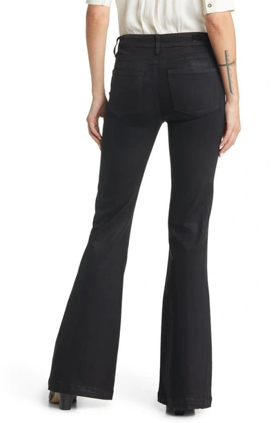 Shop Paige Genevieve High Waist Flare Jeans In Black Fog Luxe Coating