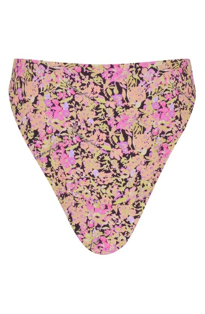 House Of Cb Mykonos Mid-rise High-leg Bikini Bottom In Olive Floral