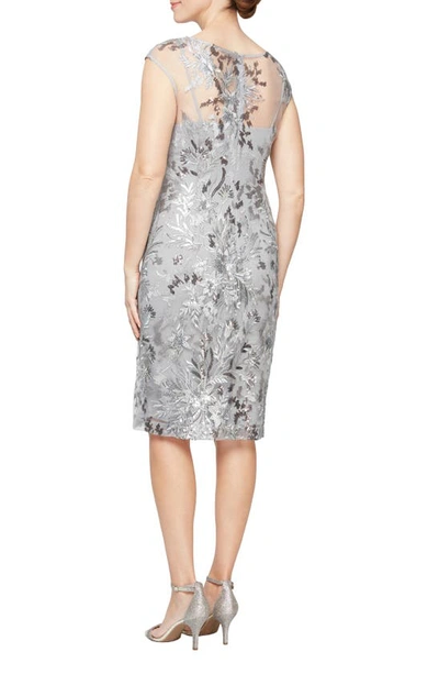 Shop Alex Evenings Sequin Embroidered Sheath Dress In Silver
