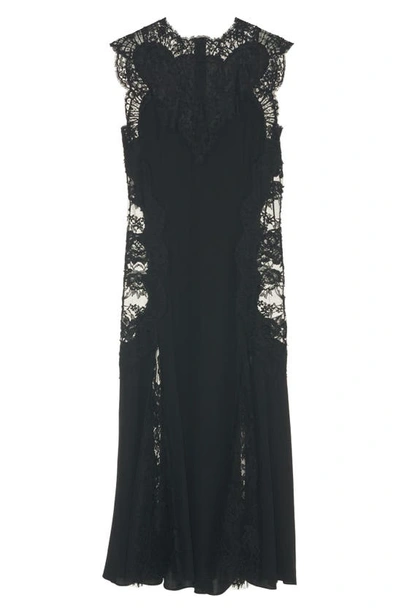 Shop Dolce & Gabbana Sleeveless Lace & Stretch Silk Charmeuse Dress In N0000 Nero
