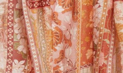 Shop Zimmermann Kaleidoscope Floral Print Tuxedo Frill Linen & Silk Minidress In Red Swirl Floral