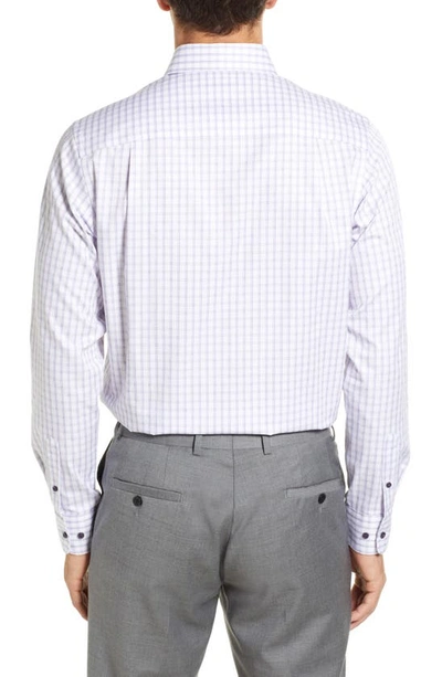 Shop David Donahue Trim Fit Grid Check Dress Shirt In White/ Lilac