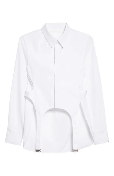 Shop Dion Lee Garter Cotton Button-up Shirt In White
