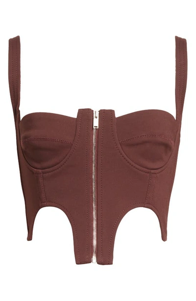Shop Dion Lee Double Arch Cotton Blend Bustier Top In Oxblood