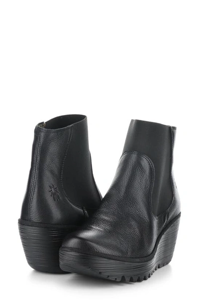 Shop Fly London Yade Wedge Bootie In 000 Black Mousse
