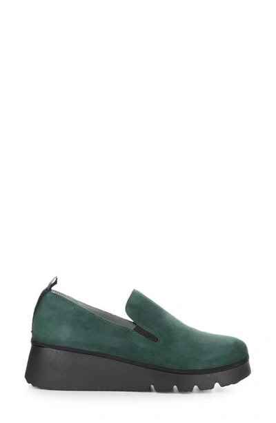 Shop Fly London Pece Wedge Loafer In 002 Forest Green Kid Suede
