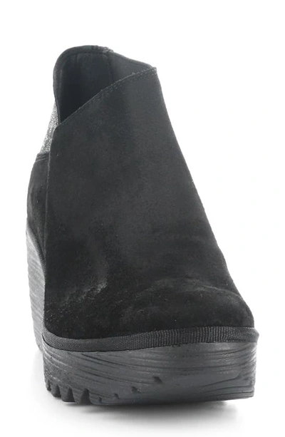Shop Fly London Yego Wedge Bootie In Black/ Graphite Oil/ Cool