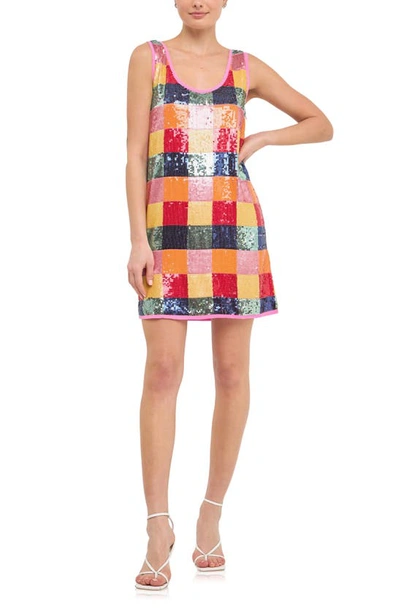 Endless Rose Check Sequin Minidress In Multi