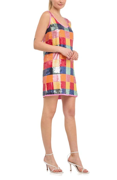 Endless Rose Check Sequin Minidress In Multi
