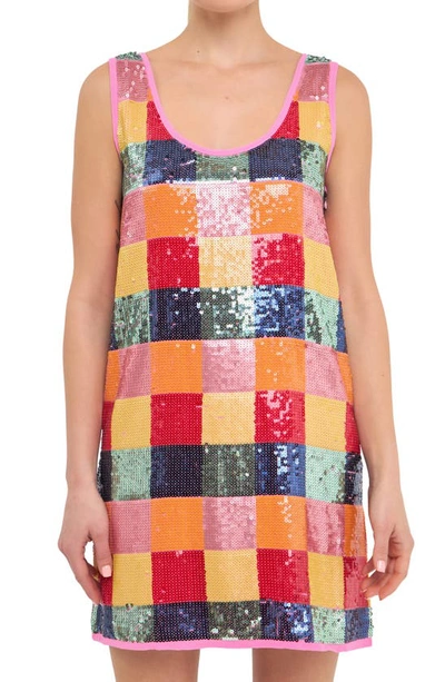 Endless Rose Check Sequin Minidress In Multi